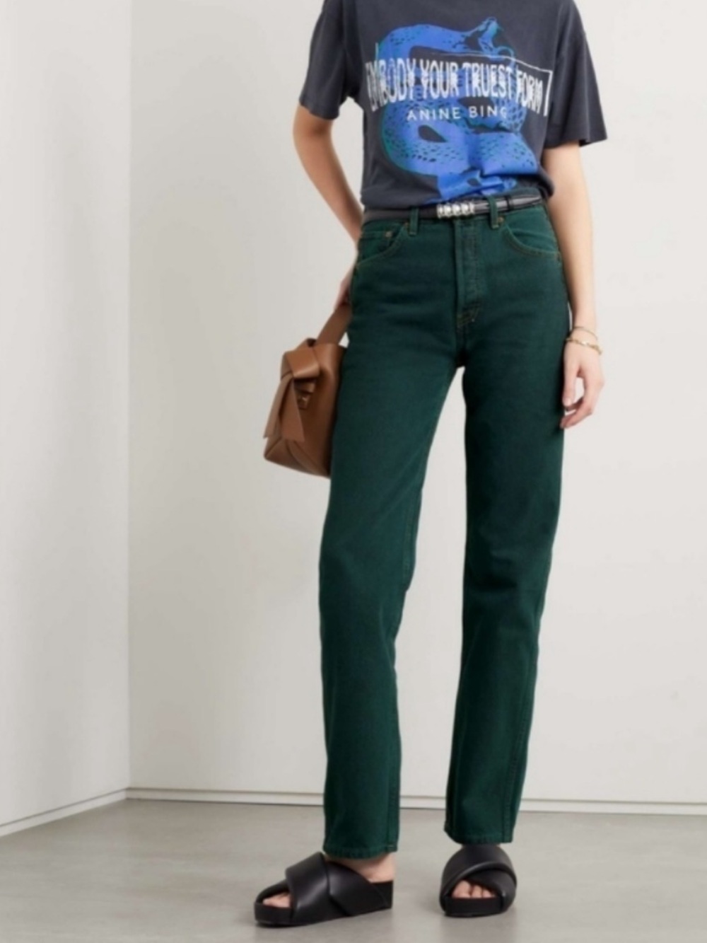 RE/DONE 90’s High Rise Loose Straight Leg Jeans Evergreen Dip Size 28